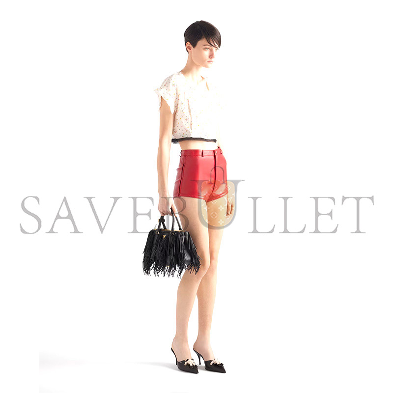 Pra*a galleria small leather bag with fringe 1ba896 (24.5*18.5*11cm)